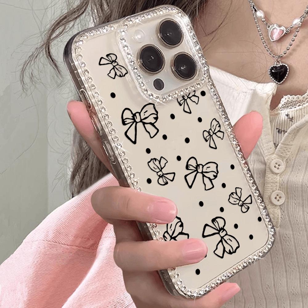 Bracelet Chain Phone Case For iPhone 17 16 15 13 14 for 17Air 17 12 14 16 Pro 17 14 16 Pro Max Sparking Diamond Cute Pattern Hard Cover With Lanyard