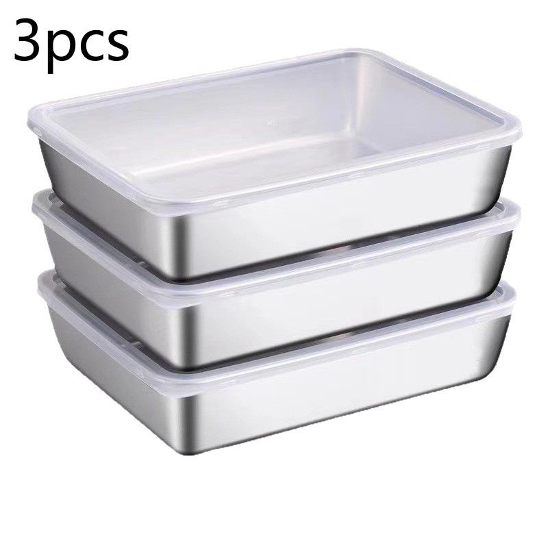 3Pcs Stainless Steel Food Storage Containers Set - Airtight Kitchen Organizers For Fridge/Pantry/Dry Goods Outdoor Camping