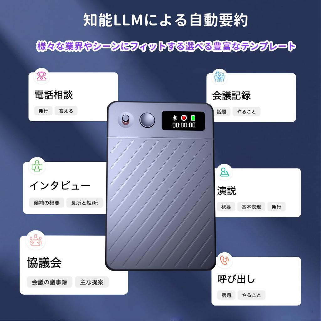 Hyaloid AI Voice 64GB Large TFT Automatic Transcription Meeting Minute Advanced LLM 500mAh Battery Hours Continuous Call Noise Bluetooth Magnetic Ring