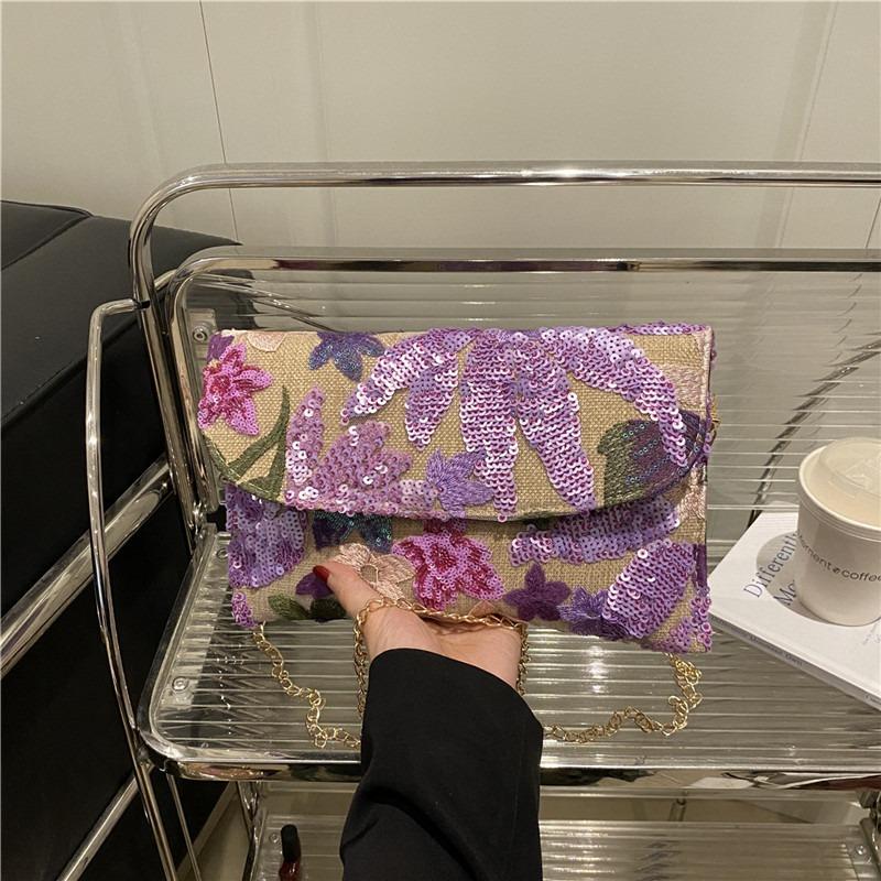 Hochwertige Mode-Ketten-Schulter-Umhängetasche Sommer Neu Vielseitig Pailletten-Umschlagtasche Damen