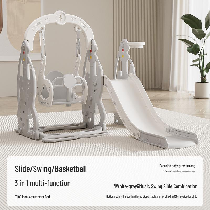 Children's Indoor 3-in-1 Slide & Swing Set for Ages 2-10
