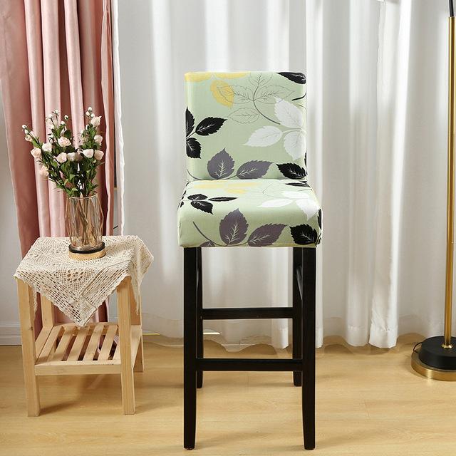 Elastic Short Chair Furniture Cover Spandex Fabric Printed Bar Stool Seat Covers Chair Protector Slipcovers For Cafe Dining Space Kitchen Washable