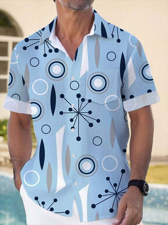 Línea Casual Primavera y Verano Facebook Camisa Hawaiana Estampada 1D Hombres Fabricante Comercial Viento Ligero Maduro Lino