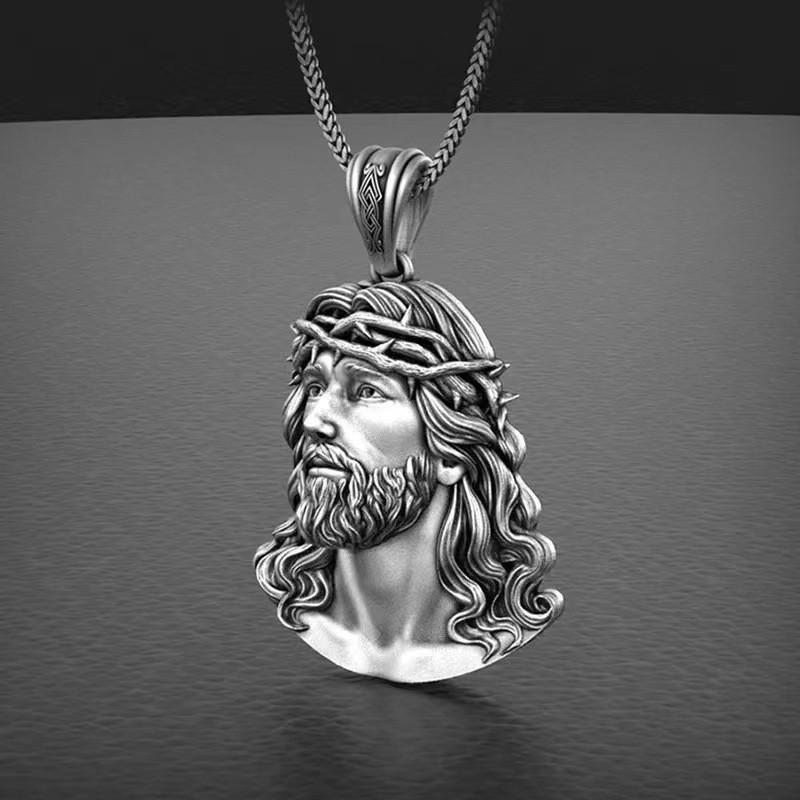 Vintage Stylish Jesus Hip Hop Pendant Necklace Made Of Durable Metal For Unisex Use