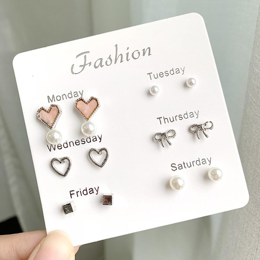 6Pairs Simple Cute Earrings Ear Studs for Outdoor Date Wear
