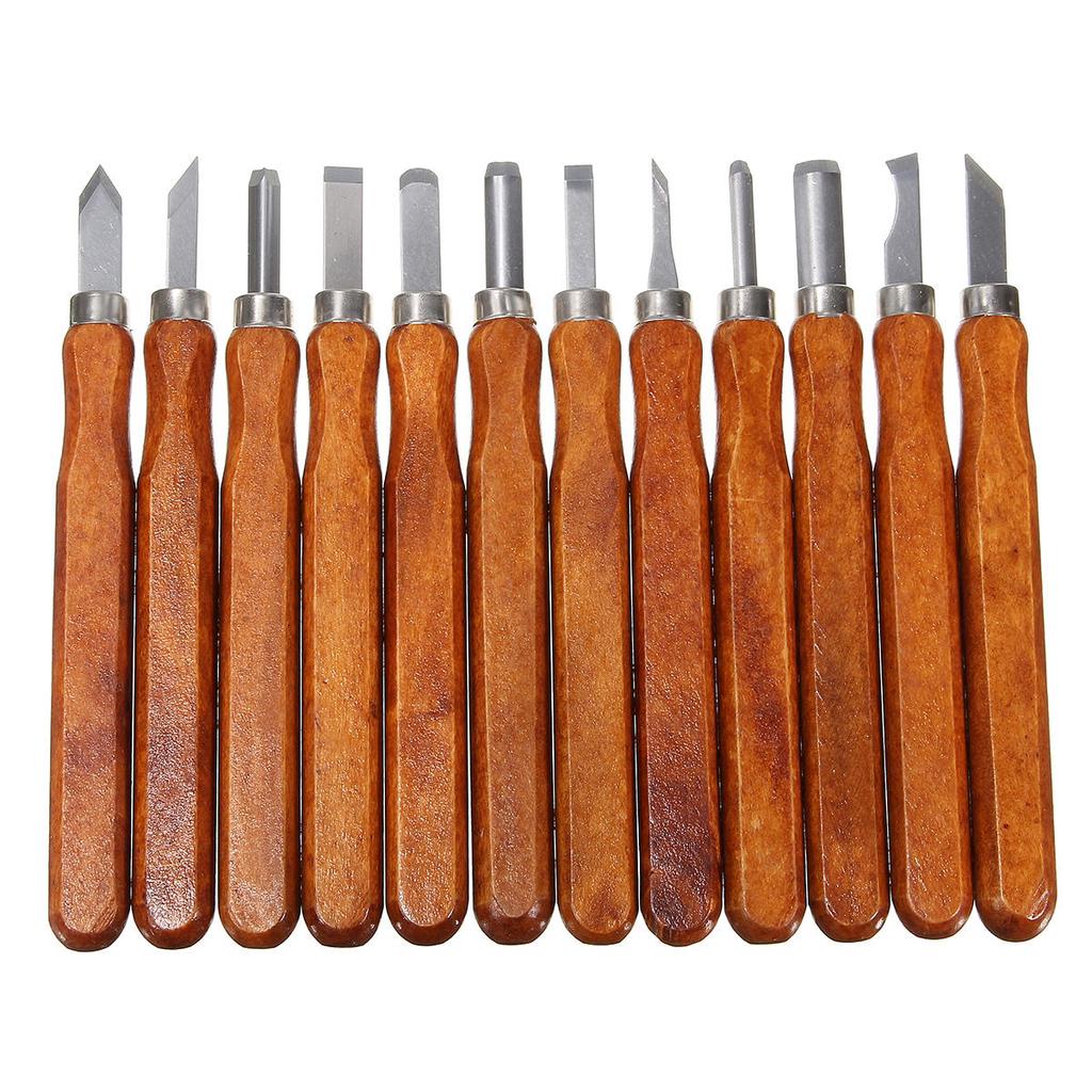 12Pcs Professional Wood Carving Hand Chisel Tool Kit Woodworking Gouges Knife Craft Set Carpenter