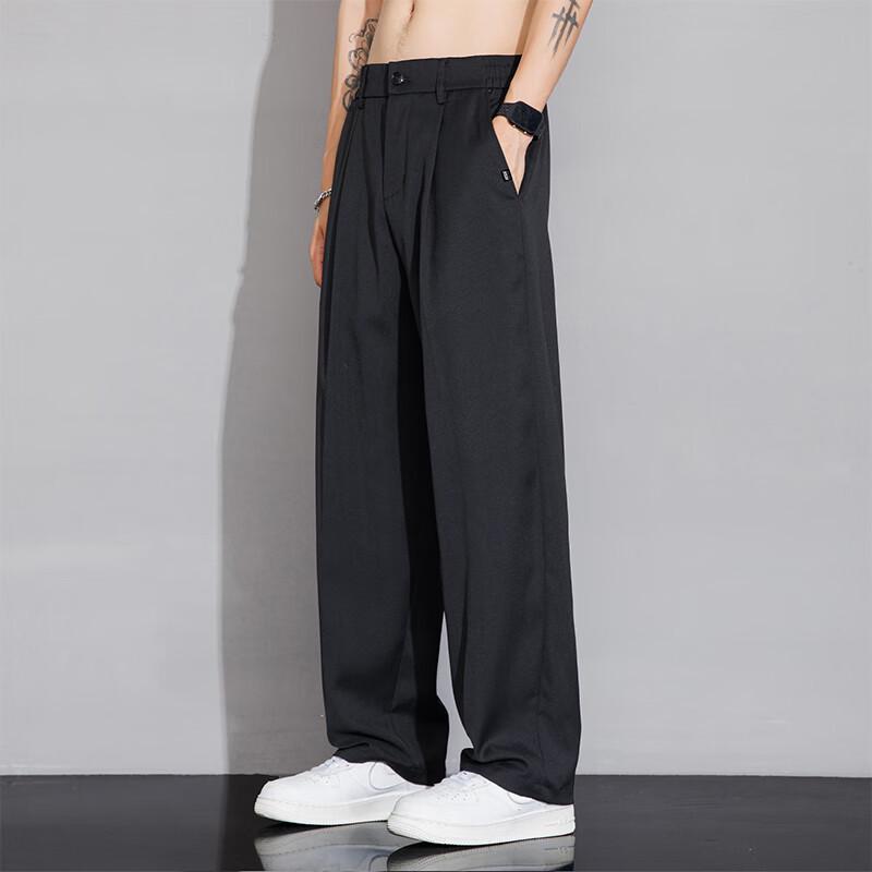 VUUG Men's Casual Drapey Wide-Leg Trousers