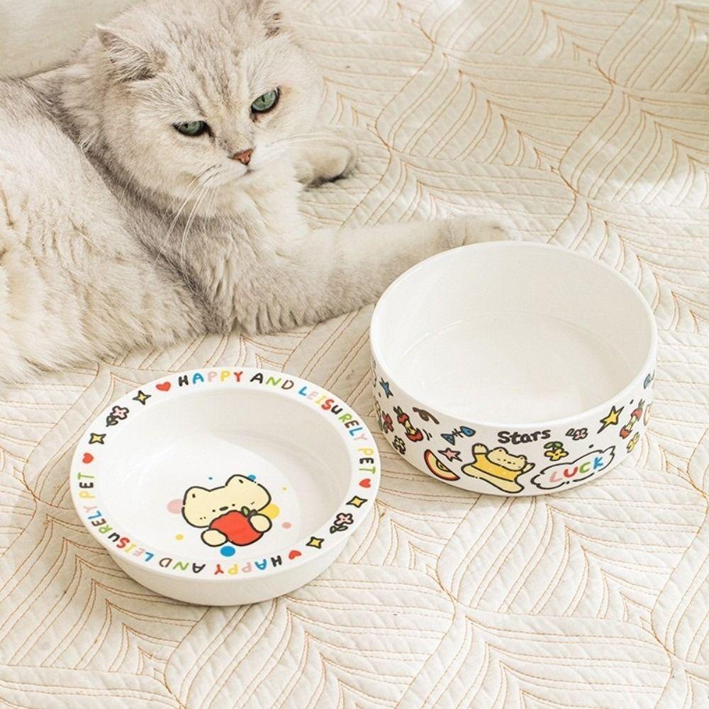 Anti-Tip Design Cat Food Bowl High Temperature Resistance Pet Food Bowl  Home Use