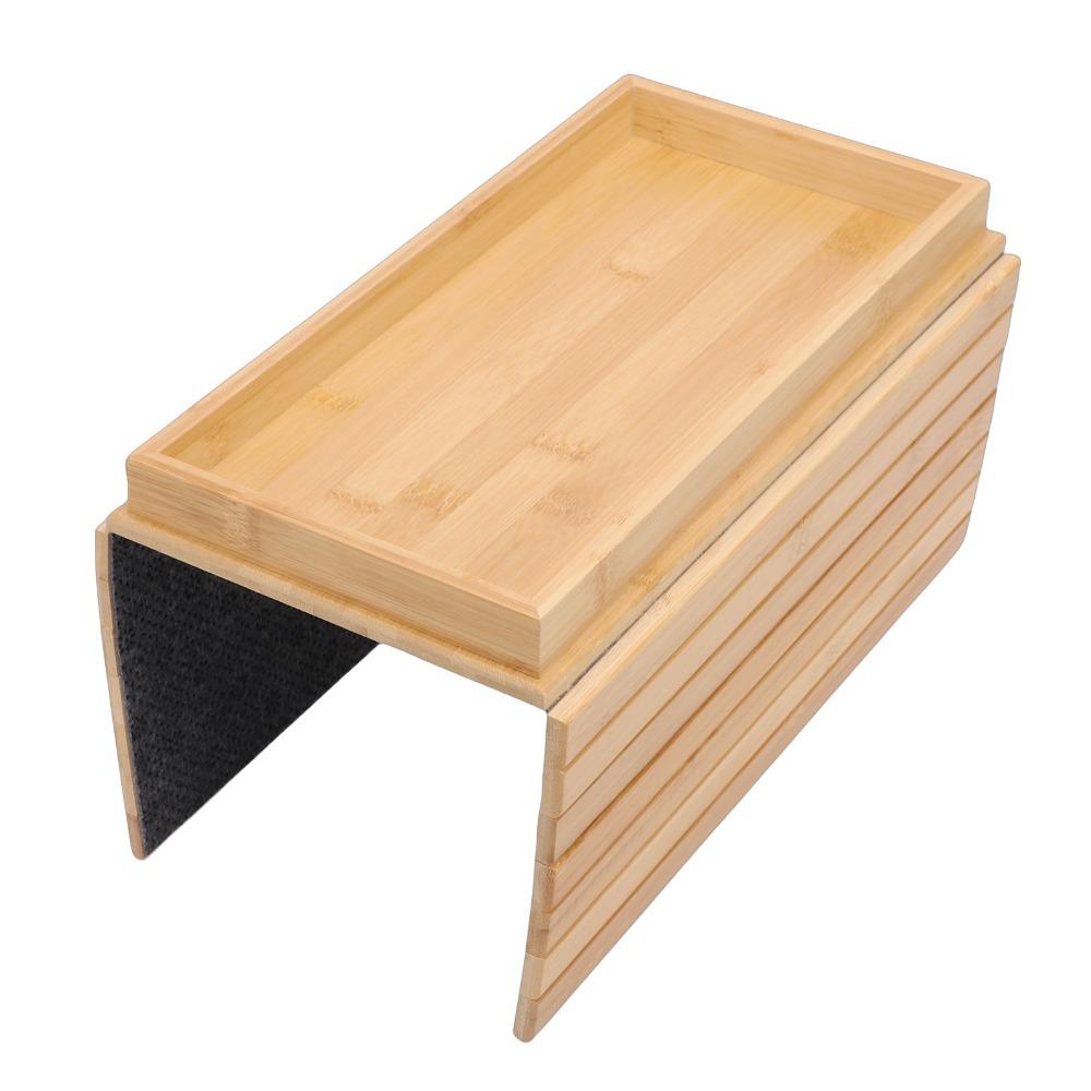 Wood Color Couch Cup Holder 45.7*31.5cm Portable Tray Table Armrest Storage Tray for Remote