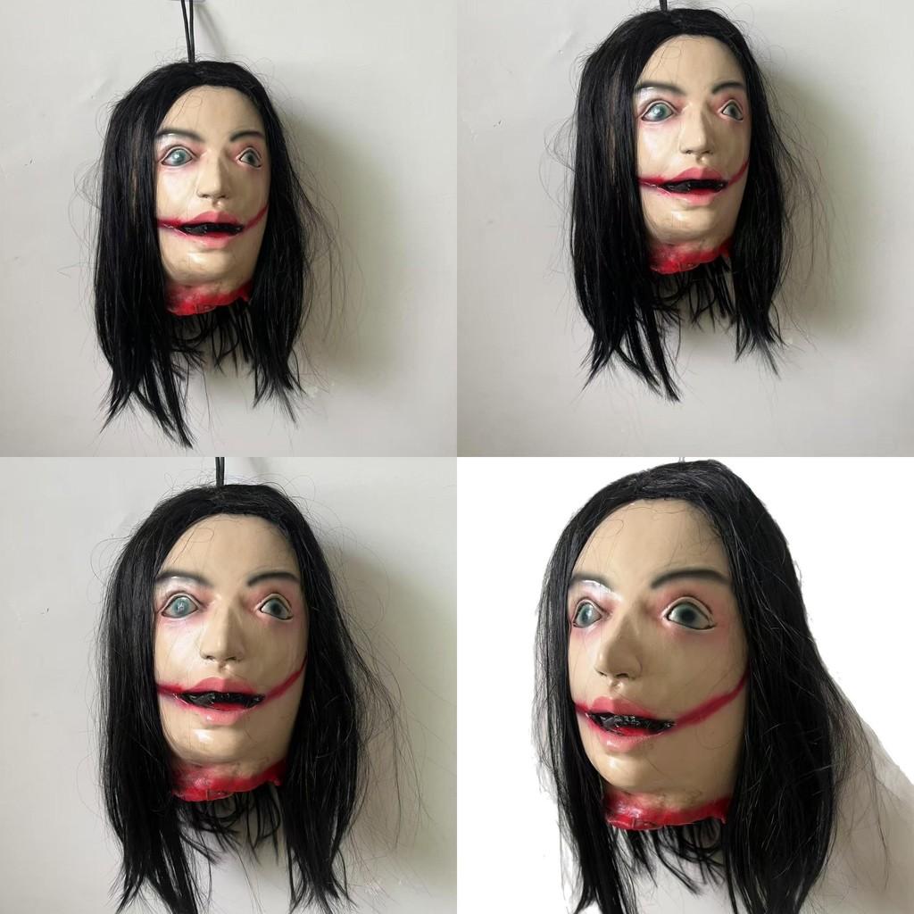 Horror Halloween Hanging Long Haired Female Ghost Head For Ghost Setup House