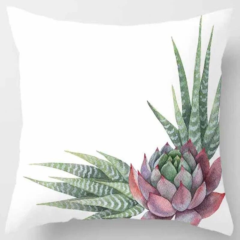 Car Sofa Cushion Cover Botanical Cactus Print Square Pillowcase Bedroom Home Decor