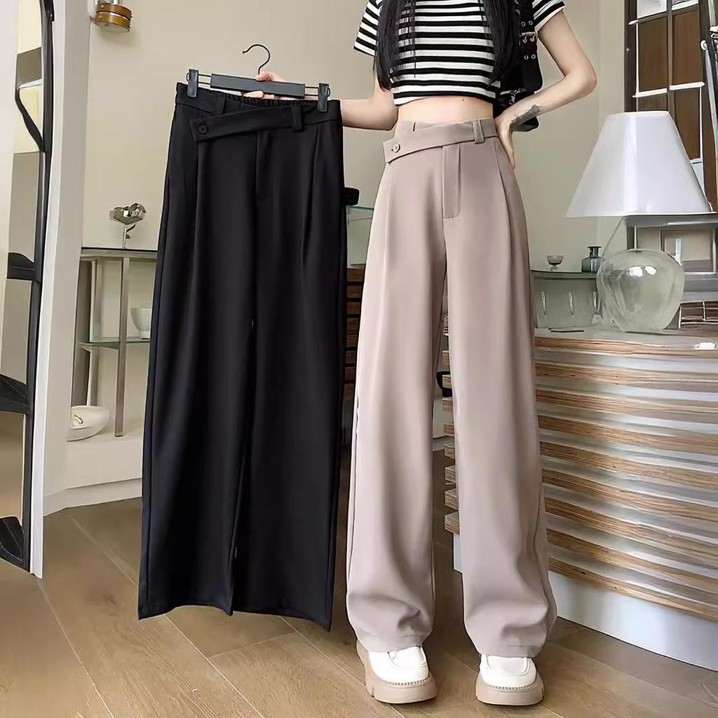 Spring and Autumn New Women's Suit Pants Design High Waist Straight Narrow Version Draped Floor Pants Casual Suit Pants