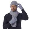 Winter Warm Woolen Hat, Scarf, and Gloves Set with Double-Layer Fleece Lining