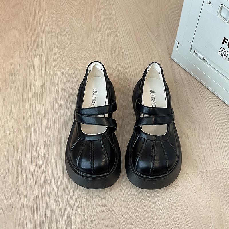 

Модные универсальные летние и осенние туфли-лодочки в французском нескользящем британском стиле, маленькие кожаные туфли, мокасины в стиле феи Tide 39 чёрный