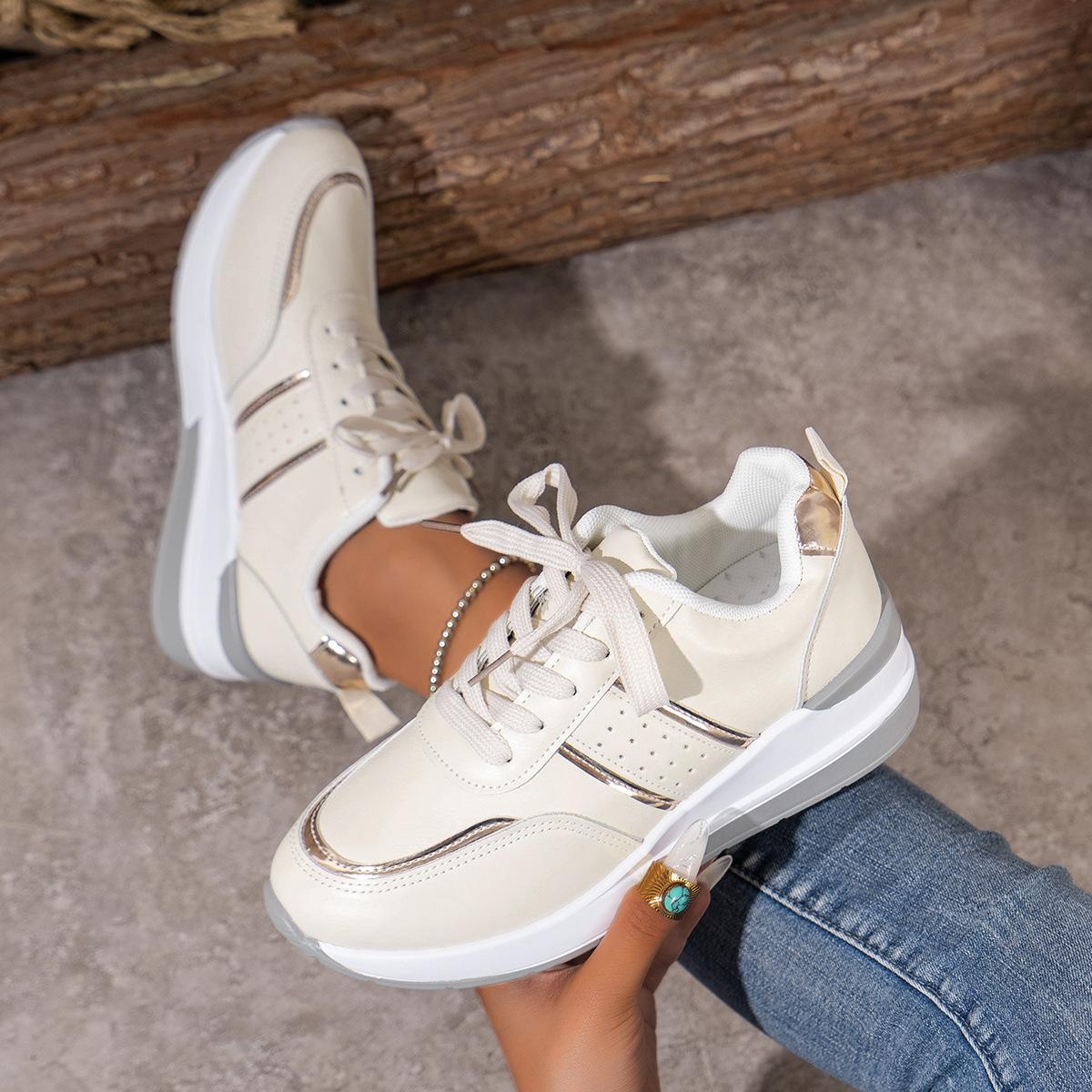 

Женская спортивная повседневная обувь мода с покатым каблуком толстая подошва большой размер повседневная спортивная 43