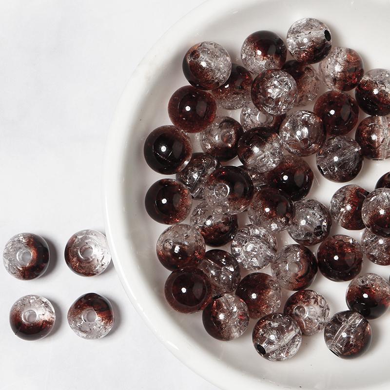 50pcs 8/10/12mm Cracked Crystal Acrylic Beads Colorful Round Loose Spacer Bead For Jewelry Making DIY Bracelet Necklace Findings