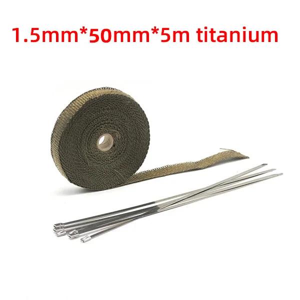 5cm*5M/10M/15M Fascia Termica Scarico Moto Marmitta Nastro Termico Sistemi di Isolamento Scudo Termico con Fascette in Acciaio Inossidabile Accessori Moto