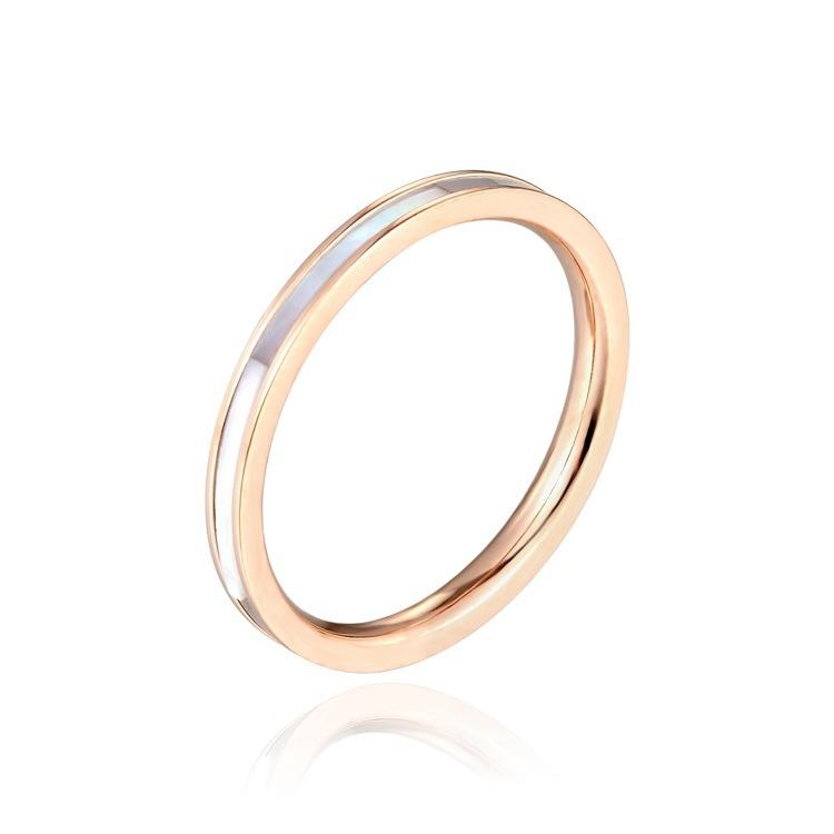 Titanium Steel Korean Simple and Colorful Fritillary Ring Electroplating Niche Smooth Shell Ring Female Ins Accessories