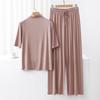 Nuovo Set Stagionale in Modal con Scollo Alto, Manica Media e Pantaloni a Gamba Larga - Moda Due Pezzi Larga, Casual e Comoda