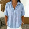 Women's Linen Blend Shirt Casual Short Sleeve Button-Down Loose Fit Blouse Tops