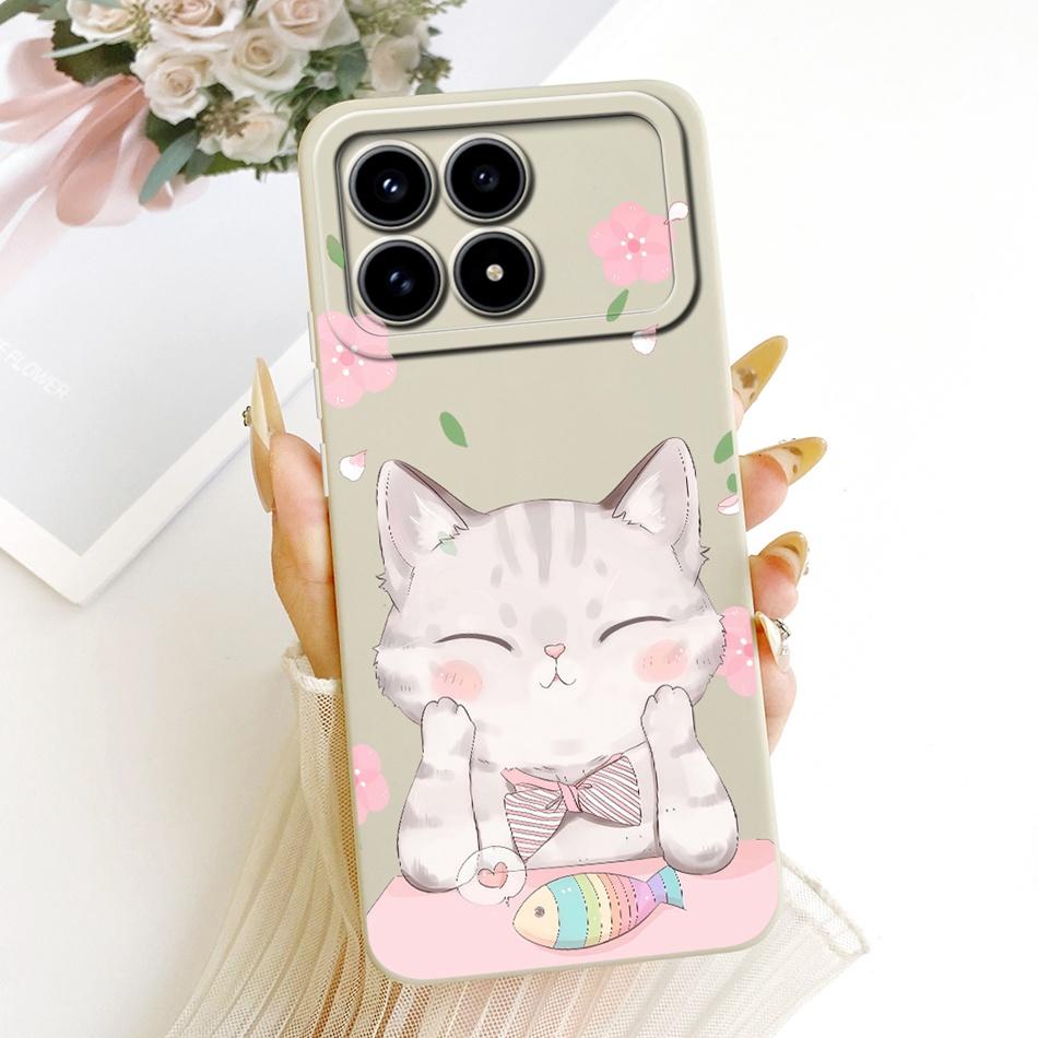 Für Xiaomi Redmi K90 Niedliche Katze Blume Cartoon Handyhülle Für Redmi K 90 K90 Pro Max 5G Stoßfeste Weiche Silikonhüllen Stoßfänger