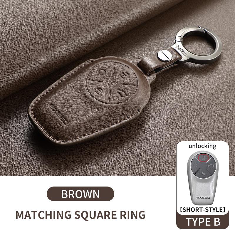 Leather Car Key Case Cover Fob For Chery Exeed Lx Txl Atlantix Et Es Vx Fl Rx Cdm Phev Car Remote Keychain Case Shell Accessorie