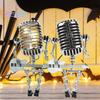 Microphone Robot Lamp Hold A Guitar Soft Lighting Plastic Handicraft Ornament Energy-saving Retro Robot Figurine LED Table Light Home Decoration