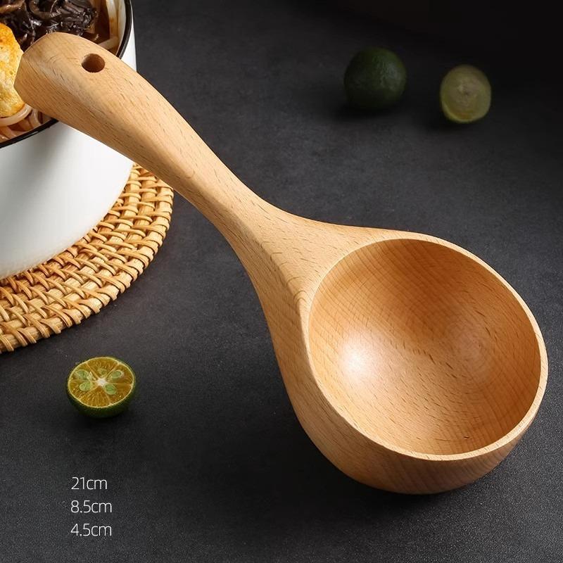 

Japanese Style Big Wooden Soup Spoon Long Handle Ramen Spoon Porridge Spoon For Home Eating Vermicelli Soup