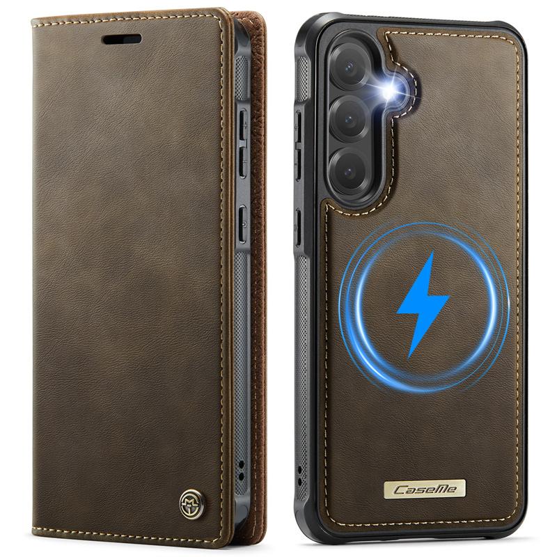 

Шкіряний чохол-книжка Magsafe для Samsung Galaxy S25 FE S24 Ultra S23 Plus S22 S21 S20 A17 A16 A26 A56 A15 A35 A55 A14 A54 5G Гаманець Обкладинка для карток Etui Samsung A56 (5G) коричневий