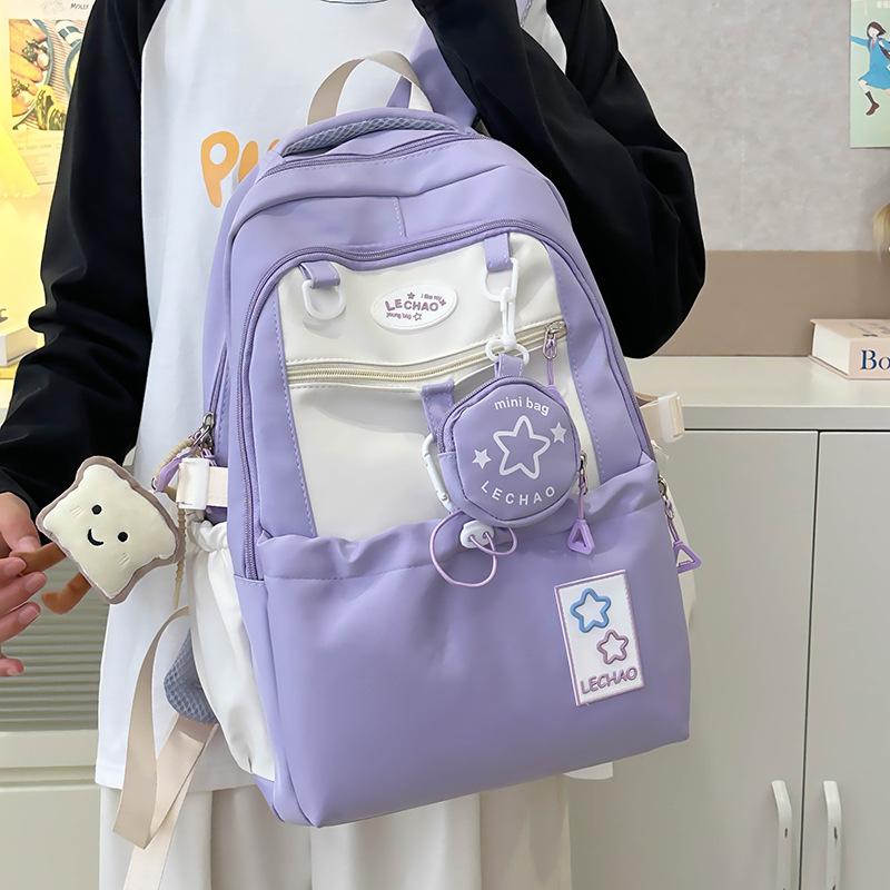 Schoolbag Korean Version Ins Junior High School Student Schoolbag Female Large Capacity Fresh and Sweet Backpack Cute Leisure Travel Backpack