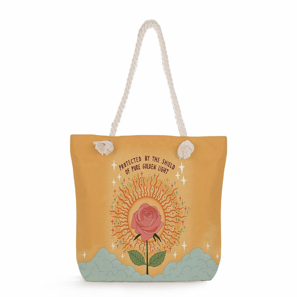 Geometric patterns print thick rope single-shoulder beach bag 7282 CLE