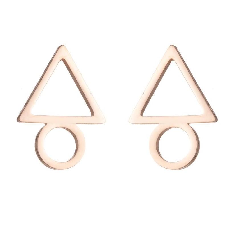Minimalist Stainless Steel Heart & Sunflower Star Stud Earrings - "I Love You" Gesture