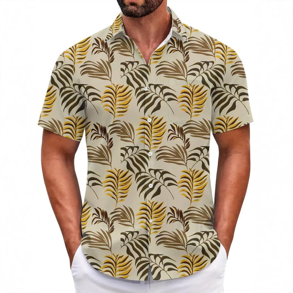 Walmart Summer Flower Shirt Men'S Beach Vintage Casual 3D Digital Printing Short Sleeve Men'S Plus Size Shirt