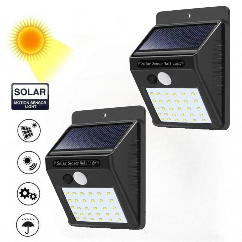 IP45 Waterproof Solar Outdoor Lights Motion Sensor Security Lamp 3 Lighting Modes for Garden Fence Garage Yard Path