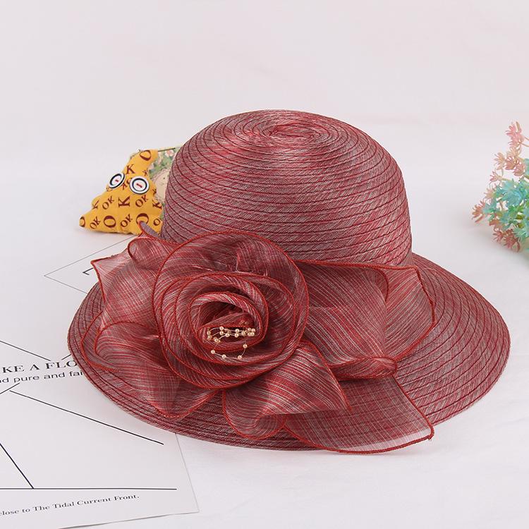 Eugen Yarn Flower Pot Hat Bucket Hat Women'S Summer Sunshade Sunscreen Gauze Hat Sun Hat