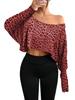 2026 Leopard Print Off-shoulder Cropped Long-Sleeve Top for Women