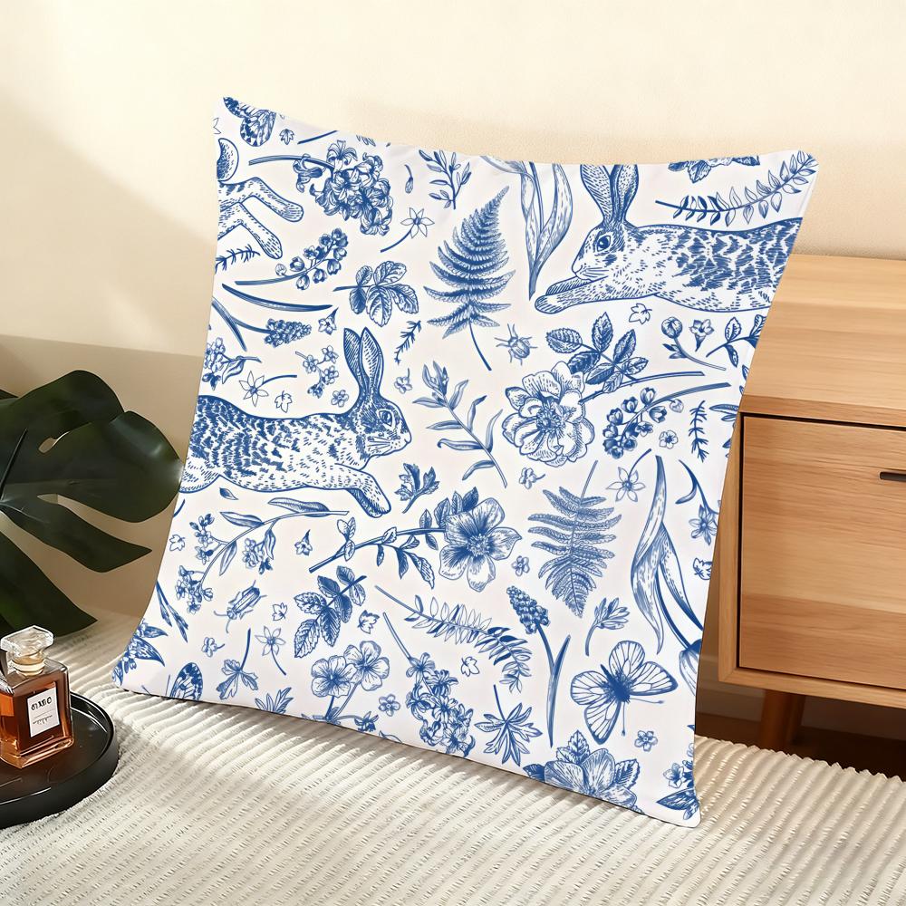 Happy Easter Cushion Cover Soft Short Plush Pillow Cover Smooth Cozy Texture Aesthetic Cushion Case Home Decor