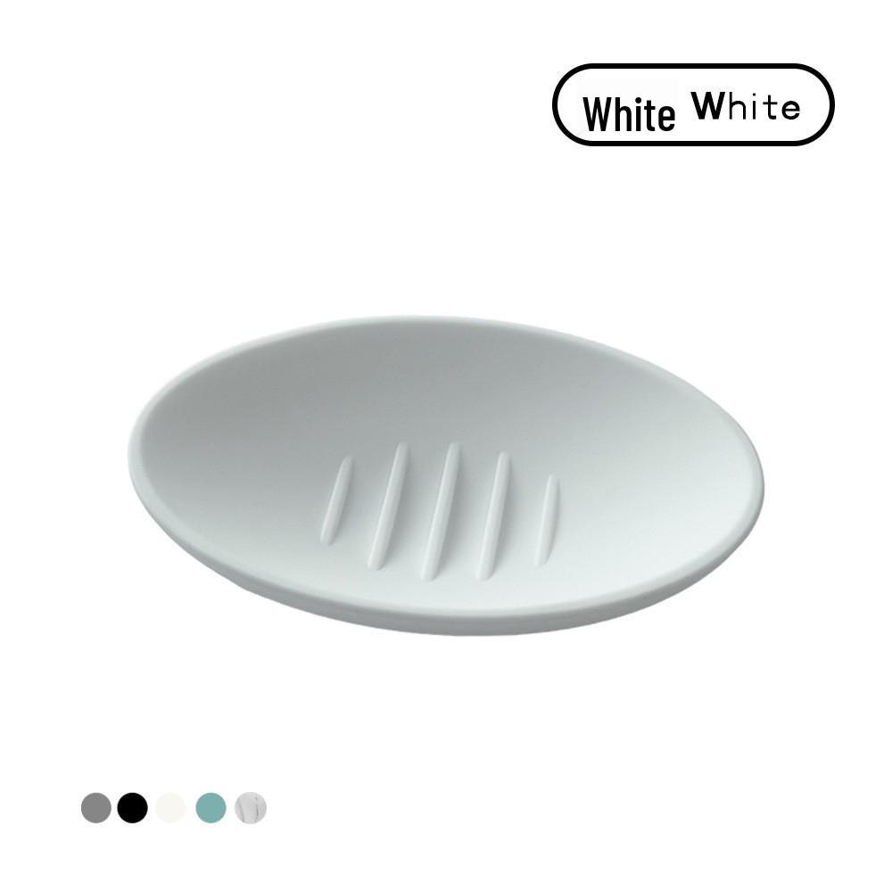 Oval Silicone Soap Dish with Drainage for Bathroom Storage