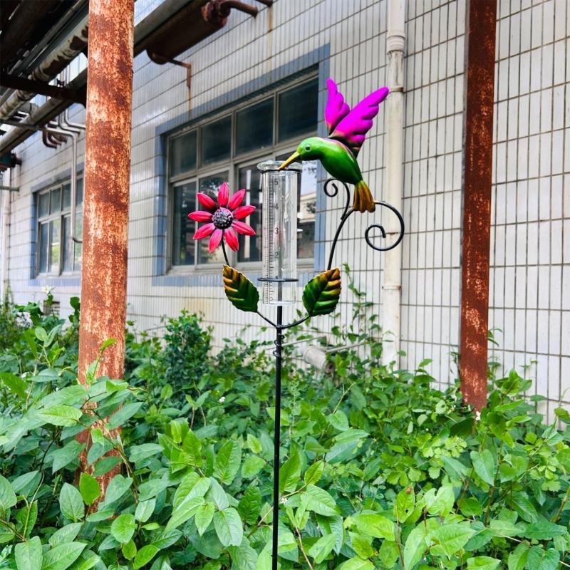 Premium Metal Rain Measurement Instrument Showcasing A Pretty Bird Figure Perfect For Outside districts And Adornment