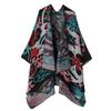 Guochao Style Thickened Shawl Cape Dual-Purpose Knitted Split Scarf Chinese Style Warm Shawl Knitted