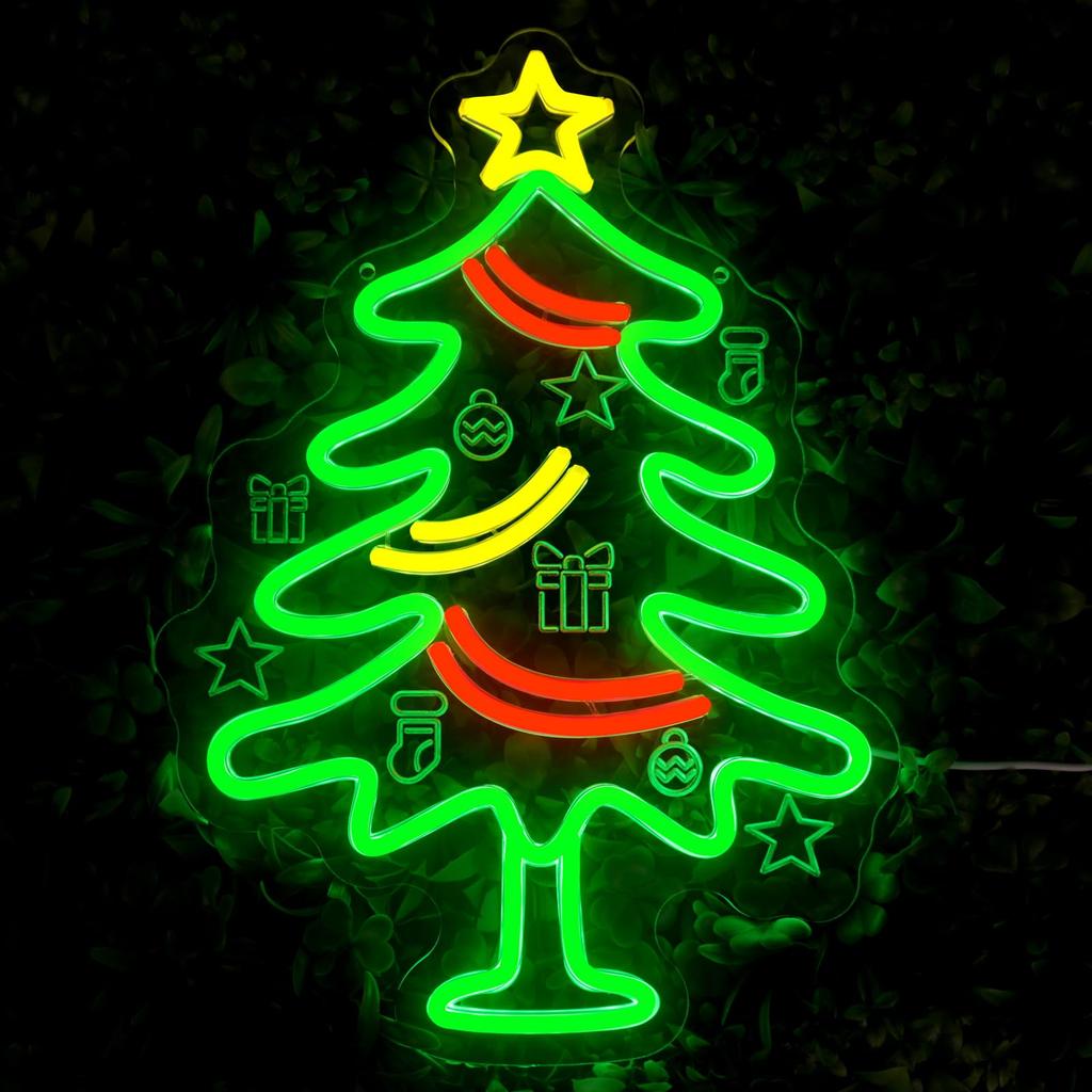 Christmas Tree Neon Dimmable LED Lights with Hanging Chain for Bedroom, Living Room, Window, Home, Party, Christmas Decoration
