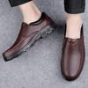 Fashion Classic Brand Men's Genuine Leather Casual Shoes Thick Soled Winter Plush Cotton Shoes Men's Outdoor Commuting Work Shoes