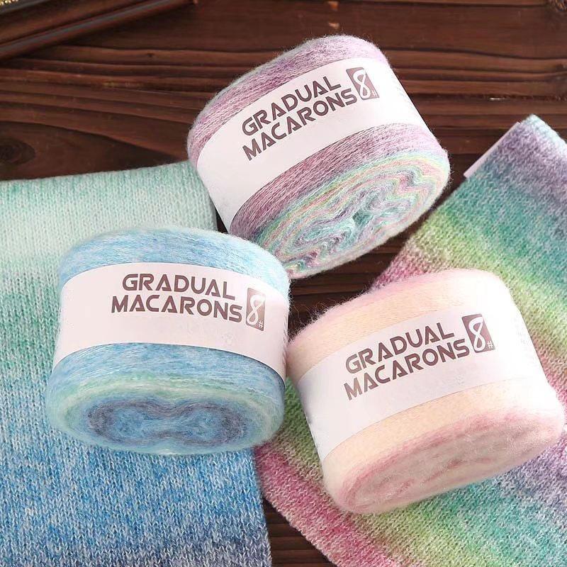 6pcs Gradient Yarn Chunky Polyester Knitting Bundle for Gloves & Hats - Multicolor Ombre, 600g DIY Yarn