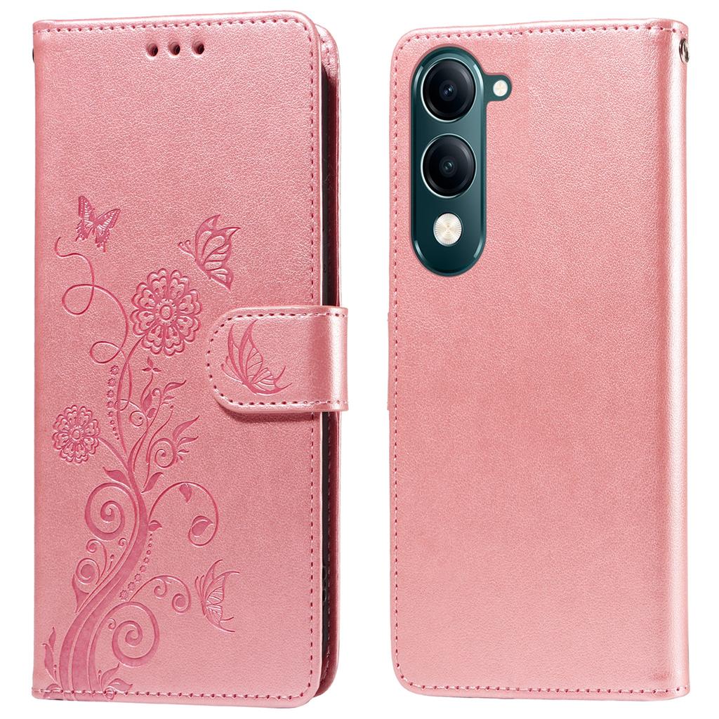 For Vivo Y29s 5G/Y04 4G Case Butterfly Floral Imprint Wallet Stand Leather Phone Cover