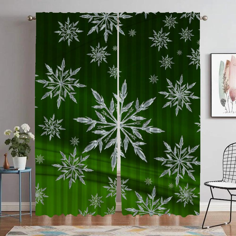 Vánoční odstíny Vločka Moderní obývací pokoj Závěsy 2 kusy Zatemňovací závěs do pokoje 2 panely Halloweenská dekorace Dělící stěna