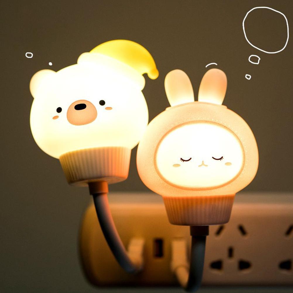LED Chlidren USB Night Light Cute Cartoon Night Lamp Bear Rabbit Cat Duck for Baby Kid Bedroom Decor Bedside Lamp Christmas Gift