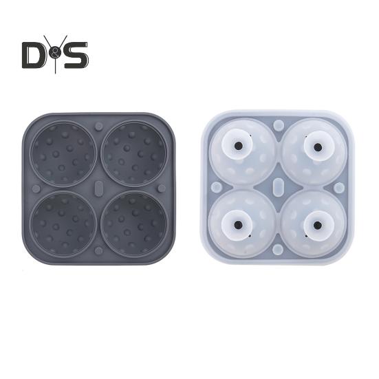 

Силиконовый лоток для льда с крышкой, 4 отделения, легко вынимается, не содержит BPA, летний холодильник, коктейль, виски, ледяная сфера, пресс-форма, кухонные принадлежности серый
