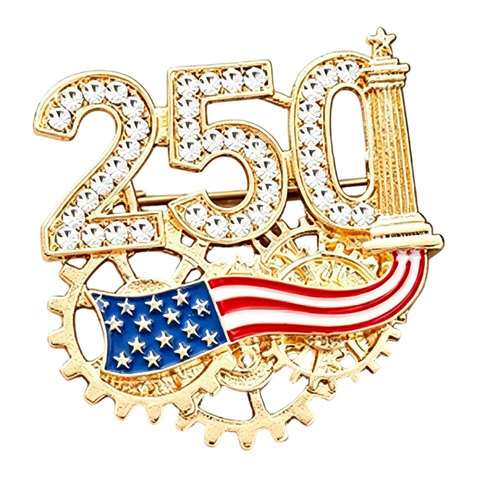 2inch 1776-2026 Patriotic Floral Star Badge Red White Blue Independence Day Gift for Independence Day and Patriotic Collectors