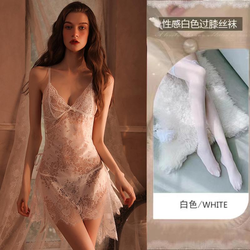 Halter Lingerie Women's Sexy Pajamas Seduction Transparent Lace Neck Shapewear Pajamas