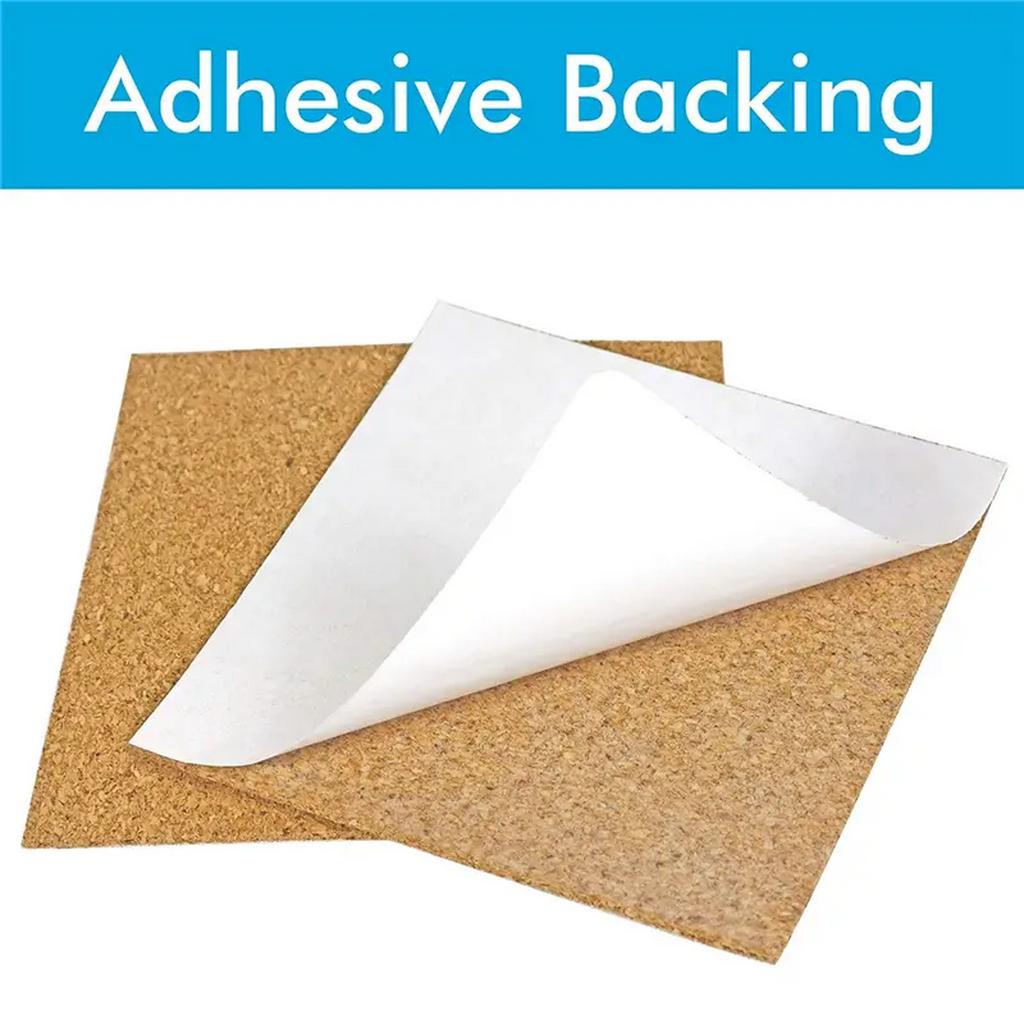 DIY Cut 4x4 inch Self-Adhesive Cork Coasters Square Pads with Strong Adhesive for Office, Home Decoration